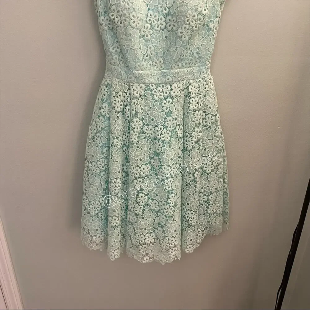 Monique Lhuillier Blue Lace Mini Dress 4